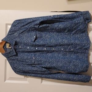 Jean button up with flower pattern